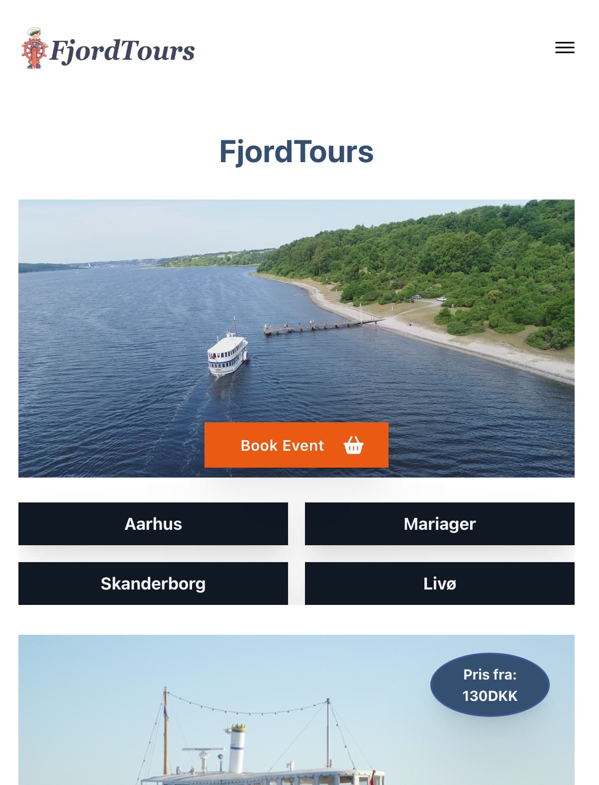 screenshot fjordtours hjemmeside